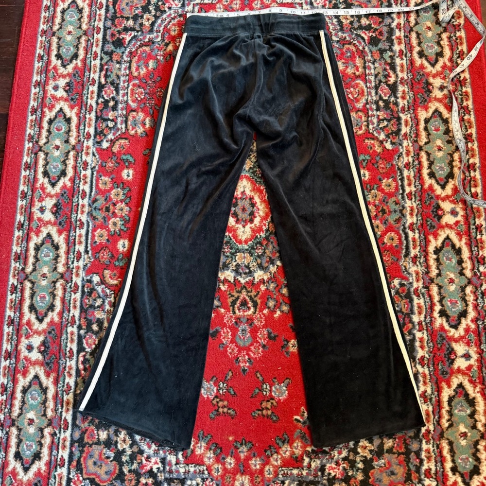 L.E.I. Active Womens Velour Track Pants Black Wide Leg Side Stripe Y2K Size s - Picture 4 of 7